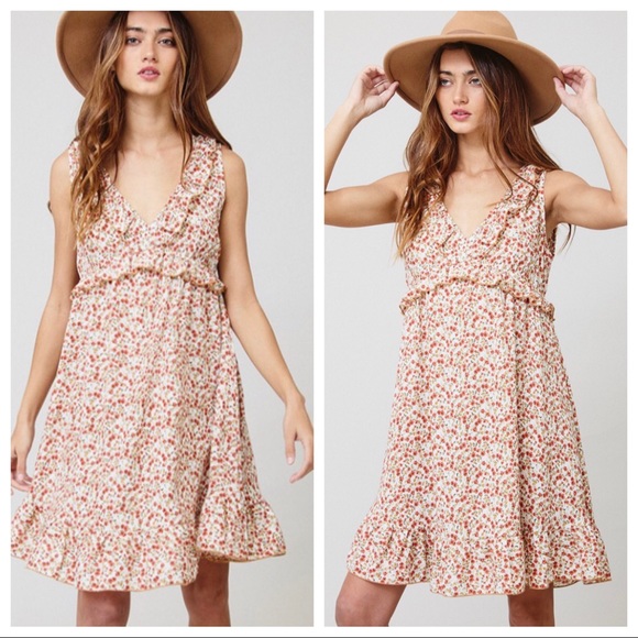 Boho Gypsy chic Dusty Floral V neck dress - Picture 2 of 5